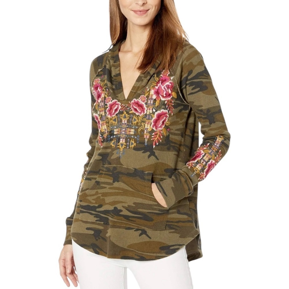 Johnny Was Axton Camo Embroidered Hoodie
